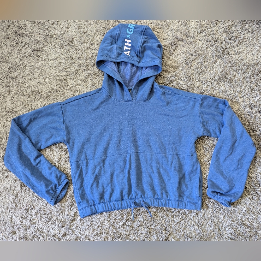 Athleta Girl Pullover In Your Zone Hoodie Blue Cropped (XL/14 Youth)